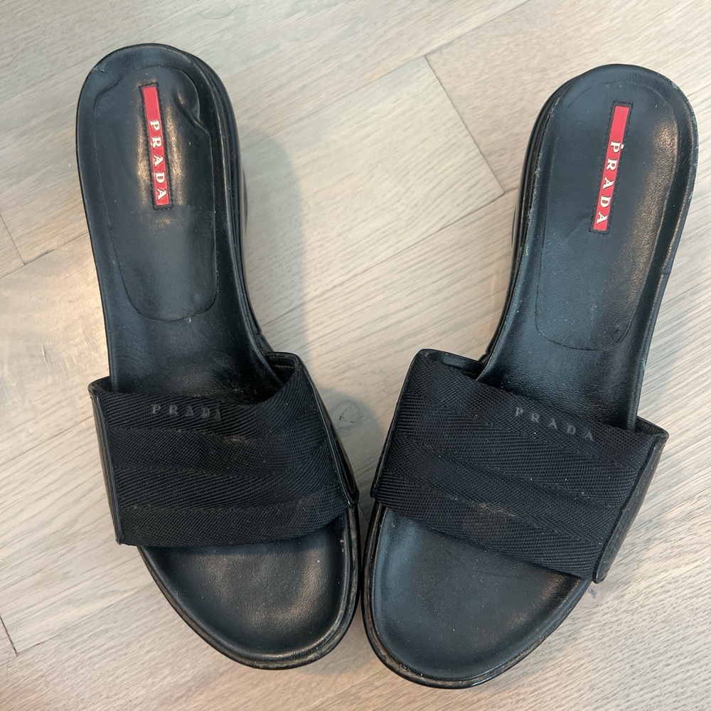Prada Women's Platform Black Sandals